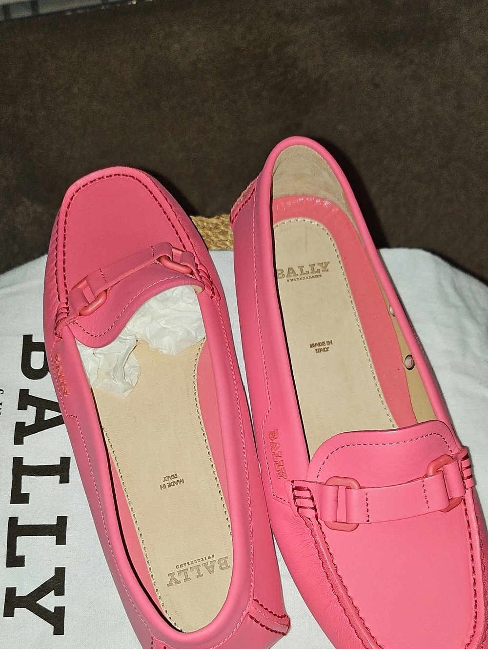 Bally Pink Leather Bit Loafers